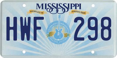 MS license plate HWF298