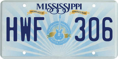 MS license plate HWF306