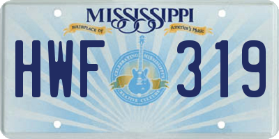 MS license plate HWF319