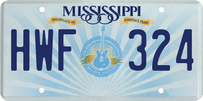MS license plate HWF324