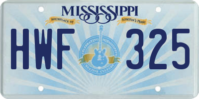 MS license plate HWF325