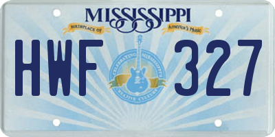 MS license plate HWF327