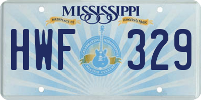 MS license plate HWF329