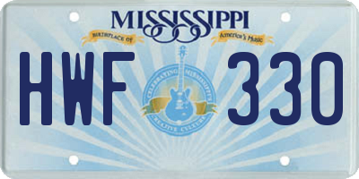 MS license plate HWF330