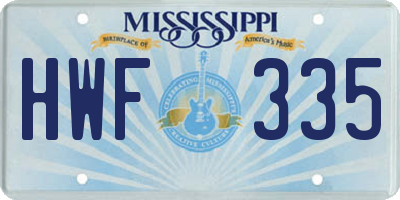 MS license plate HWF335