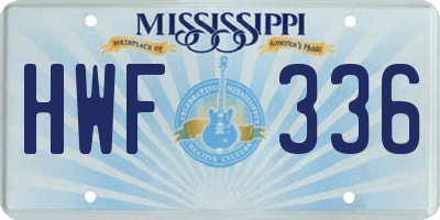 MS license plate HWF336