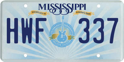MS license plate HWF337