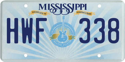 MS license plate HWF338