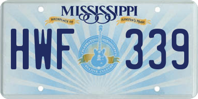 MS license plate HWF339
