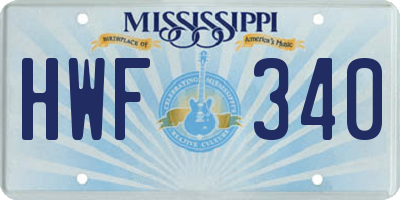 MS license plate HWF340
