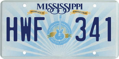 MS license plate HWF341