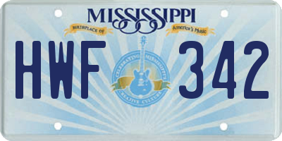 MS license plate HWF342