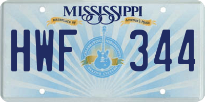 MS license plate HWF344