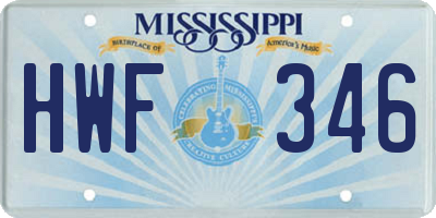 MS license plate HWF346