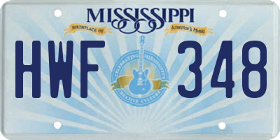 MS license plate HWF348