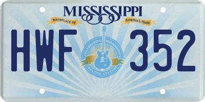 MS license plate HWF352