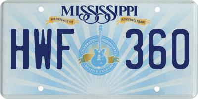 MS license plate HWF360