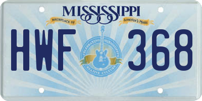 MS license plate HWF368