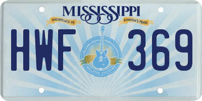 MS license plate HWF369