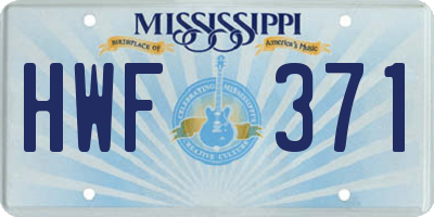 MS license plate HWF371