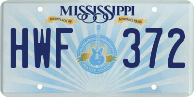 MS license plate HWF372
