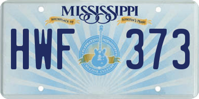 MS license plate HWF373