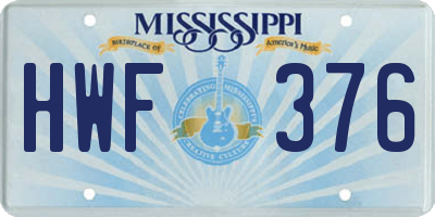 MS license plate HWF376