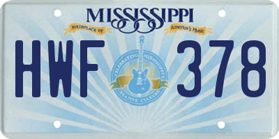 MS license plate HWF378