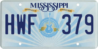 MS license plate HWF379