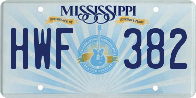 MS license plate HWF382