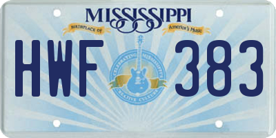 MS license plate HWF383