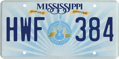 MS license plate HWF384