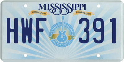 MS license plate HWF391