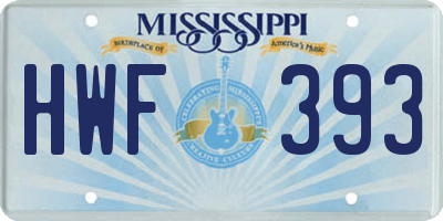 MS license plate HWF393
