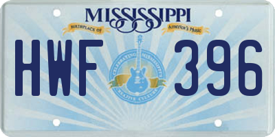 MS license plate HWF396