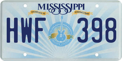 MS license plate HWF398