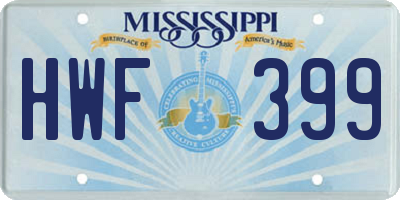 MS license plate HWF399