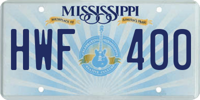 MS license plate HWF400