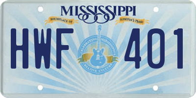 MS license plate HWF401