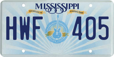MS license plate HWF405