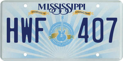 MS license plate HWF407