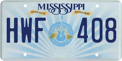 MS license plate HWF408