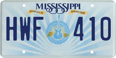 MS license plate HWF410