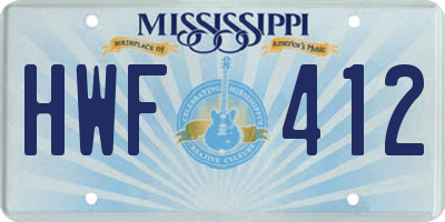 MS license plate HWF412