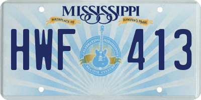 MS license plate HWF413