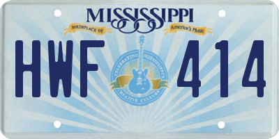 MS license plate HWF414