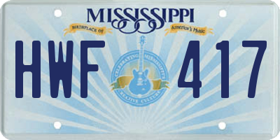 MS license plate HWF417