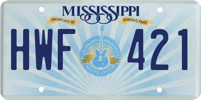 MS license plate HWF421