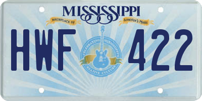 MS license plate HWF422