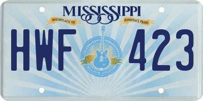 MS license plate HWF423